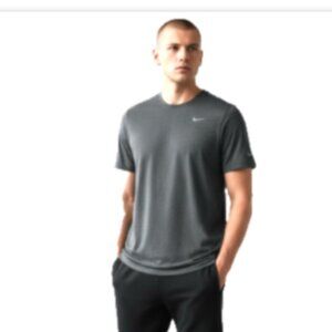 Nike Men's T-shirt Sz Med Dark Gray DRI-FIT Athletic Activewear Gym Casual EUC